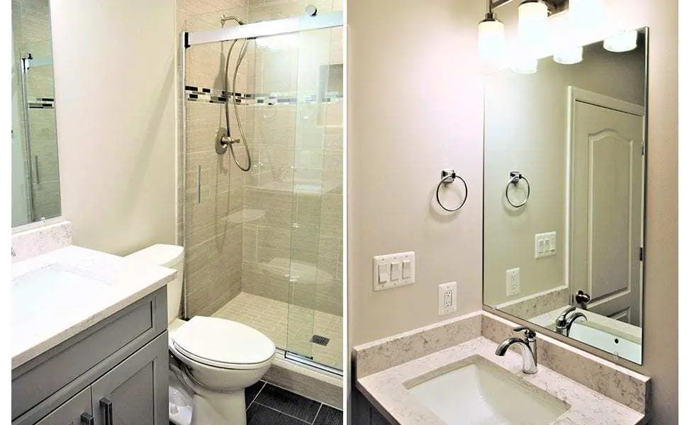 Remodeled Bathroom in Unfinished Basement in Silver Spring