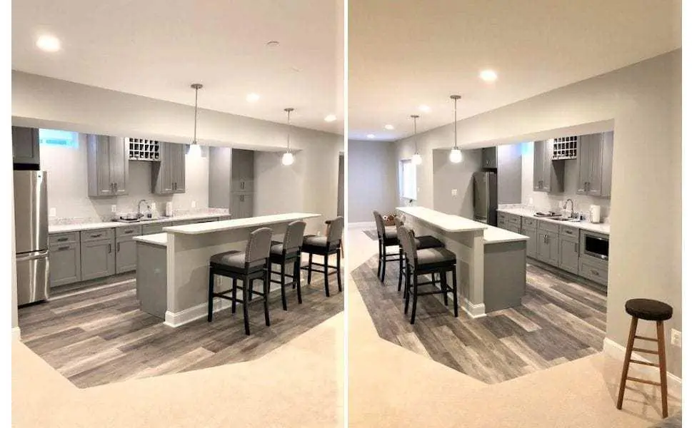 Remodeled Wet Bar in Unfinished Basement Silver Spring, MD